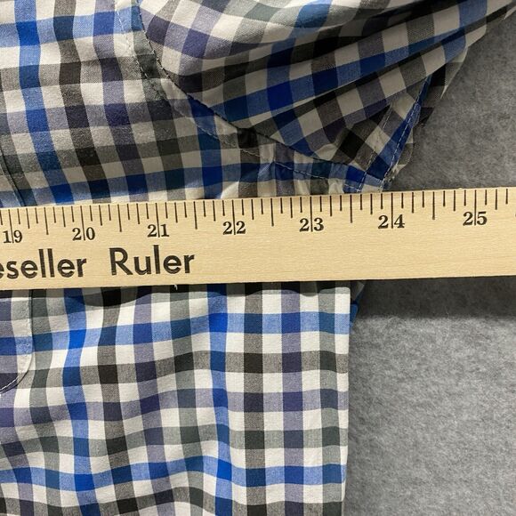 Johnnie O Shirt Mens Extra Large Button Up Blue Black Gingham Check Long Sleeve - Picture 7 of 10